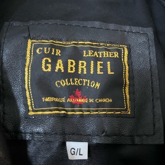 Vintage Gabriel Collection Heavyweight Black Leather Trench Coat Jacket Sz Large - Picture 9 of 9